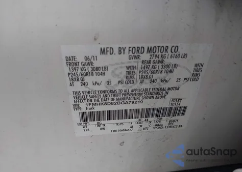 2011 Ford Explorer Xlt from USA, damaged, VIN 1FMHK8D82BGA79219